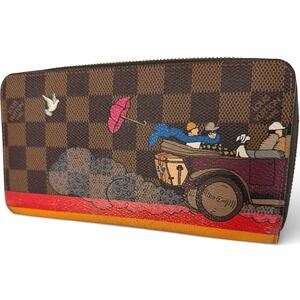 Louis Vuitton Zippy Wallet Damier Ebene 2015 Holiday Animation Evasion Car LE